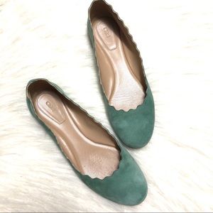 CHLOE suede scalloped ballet flats